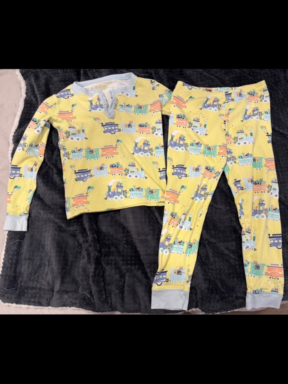 TBBC Yellow Train-Print Kids Pajama Set Boys Size 8